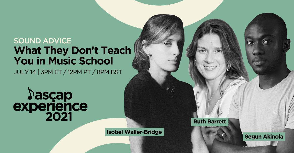 🎶 Happening Tomorrow 🎶 

Join composers @segunakinola (Doctor Who), @IsobelWB (Fleabag) & @ruthdbarrett (Victoria) at the #ASCAPExperience to learn what they don’t teach you in music school! 

RSVP for free: bit.ly/3dUA99u