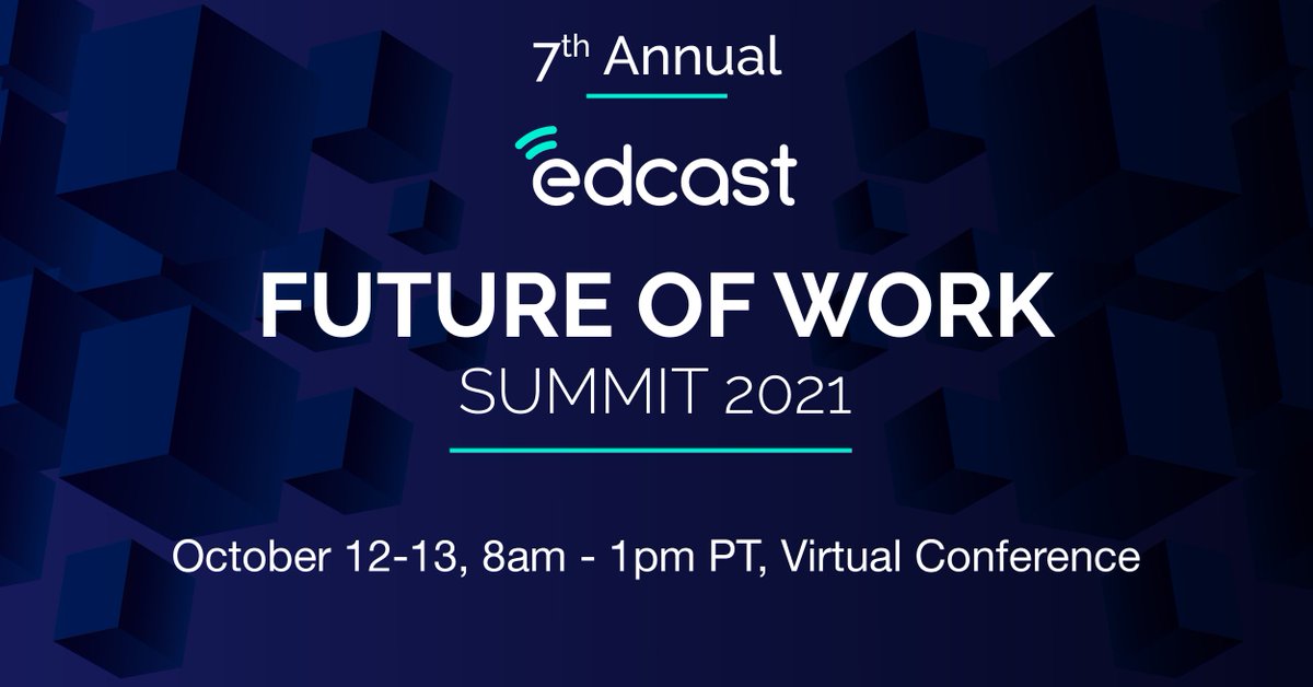 EdCast's tweet photo. We're excited to share details about EdCast's 7th Annual #FutureOfWork Summit, taking place Oct. 12th-13th. Last year's 6th Annual event featured 30+ industry leaders –&amp; this year's event will be bigger, better &amp; 100% virtual.
Register &amp; learn more at: https://t.co/995MmBXwfk https://t.co/FDiGZFbvNo