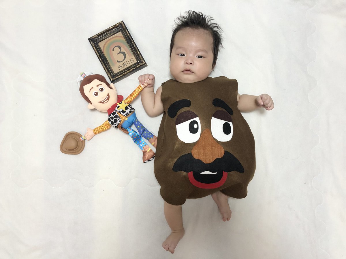 satoryotadayo's tweet photo. 三ヶ月！！
日に日に大きくなってます！！
ポテトヘッドは、手作りです！ https://t.co/nBXcj4zau7