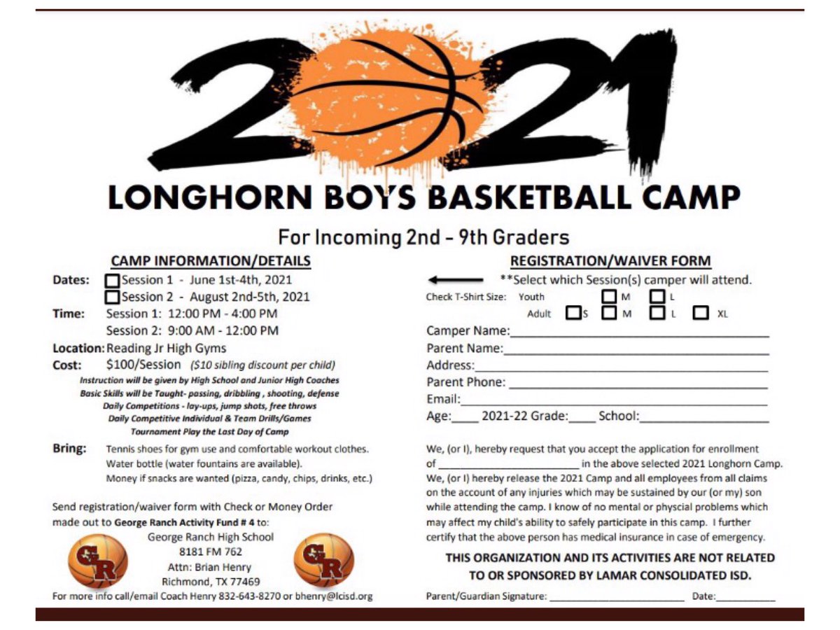 Camp information is below, session 2 August 2nd-5th. It’s still time to register, so don’t miss out on a great camp. Come out to learn and have fun in process.