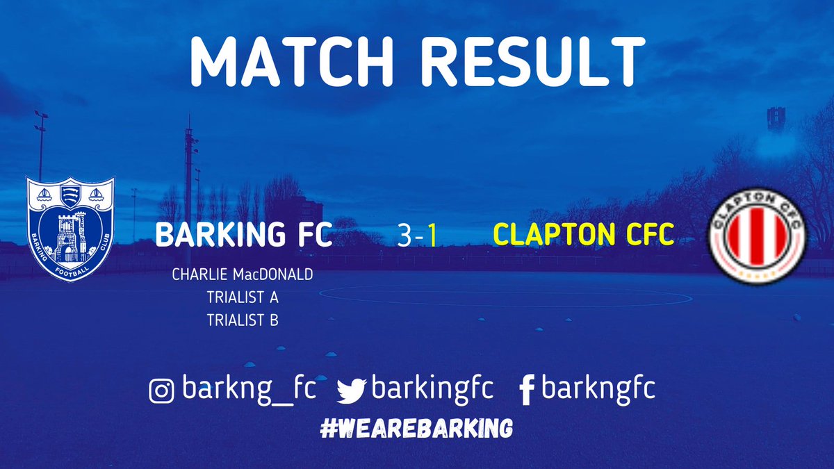 barkingfc's tweet photo. TONIGHT`S RESULT: A 3-1 win over @ClaptonCFC - good luck to them for the coming season. https://t.co/cDOu3oP9Uq