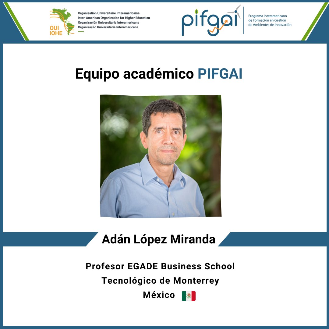ouiiohe's tweet photo. El #PIFGAI cuenta con un equipo académico interamericano de gran experiencia.
Adán López Miranda posee una amplia experiencia en consultoría y educación ejecutiva en administración de portafolio de proyectos.
Más información en: https://t.co/24O05PkOXq https://t.co/xMl9qBNegP