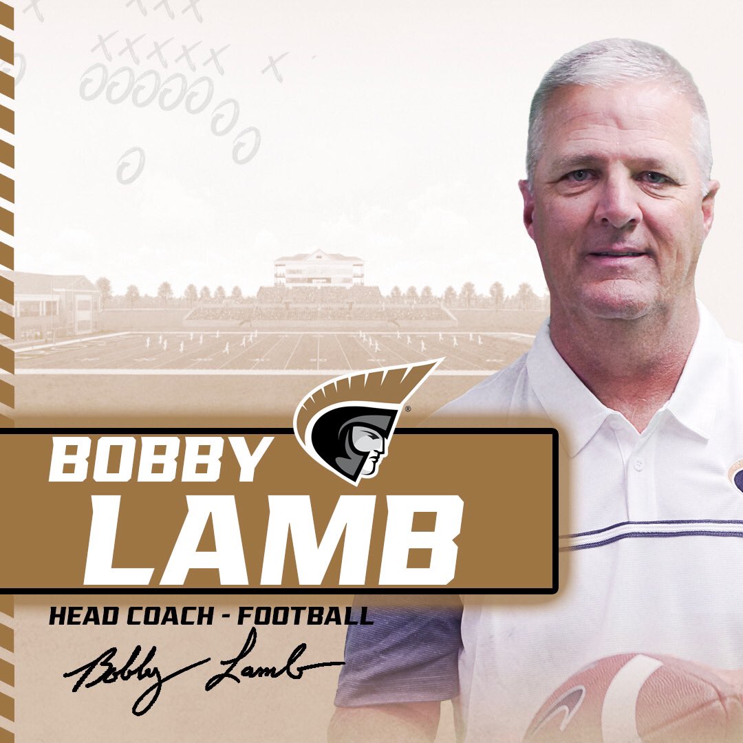 AUTrojansFB's tweet photo. Coach Lamb has over 100 career wins at the D1 level, 4 FCS playoff appearances, &amp; has the NCAA record for the most wins in a program’s first year of competition at 10 while in his previous head coaching position. We are thrilled to have Coach Lamb leading our program! #TrojanArmy https://t.co/hCdBtaXFXa