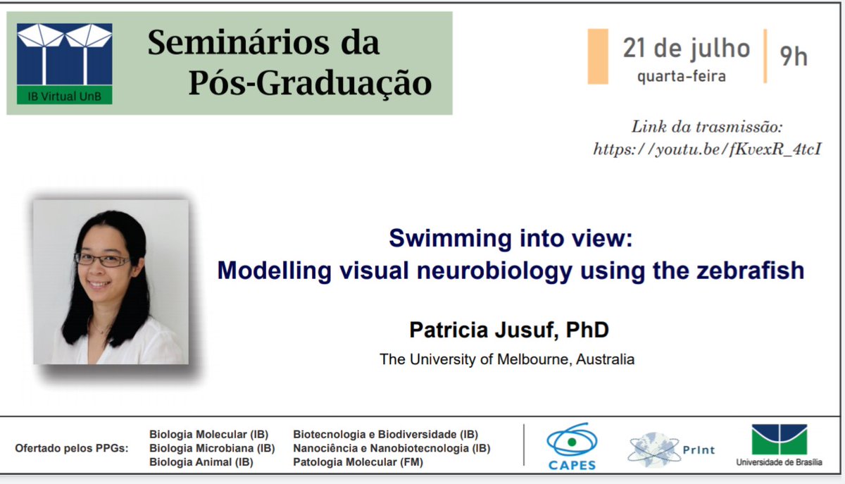 👁️‍🗨️ Save the date ⚠️ July 21st ⚠️ 'Swimming into view' seminar is coming out 👀 🐟 🇦🇺 🇧🇷 more info here 👇 👇 👇 @pr_jusuf @BioSci_UniMelb @UniMelb @unb_oficial