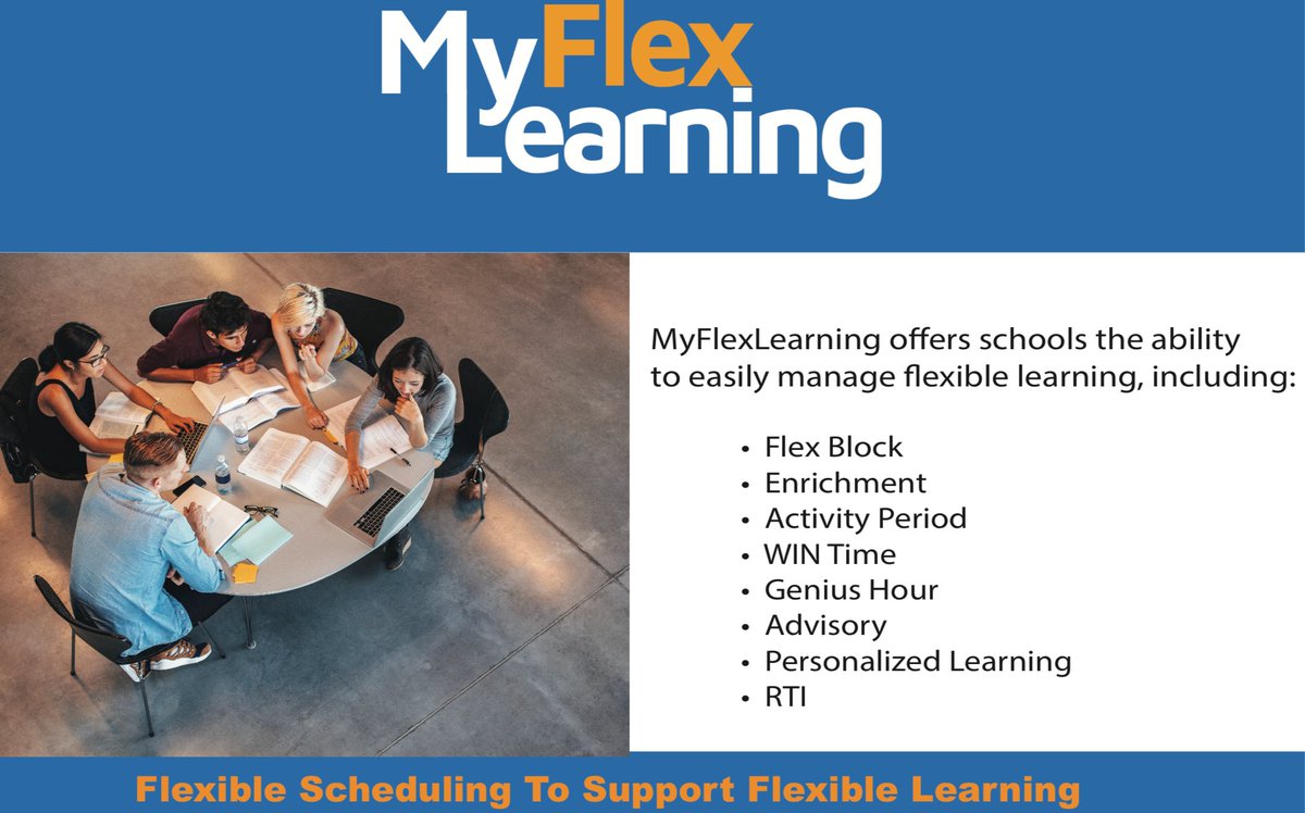 Our first live #NPC21 demo is at 11 AM EST. Join us to see how 
<a href="/MyFlexLearning/">MyFlexLearning</a> can ensure all students know where they are supposed to be during flex block. 
<a href="/NASSP/">National Assoc. of Secondary School Principals</a>