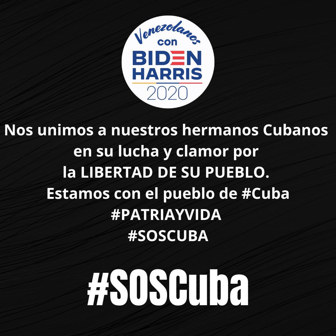 La lucha por la libertad es una sola. Ahora más que nunca, unidos a nuestros hermanos #Cubanos en este momento histórico. LIBERTAD! #SOSCuba #PatriayVida 
@cubanosconbiden Con ustedes y con TODOS los hermanos Cubanos!