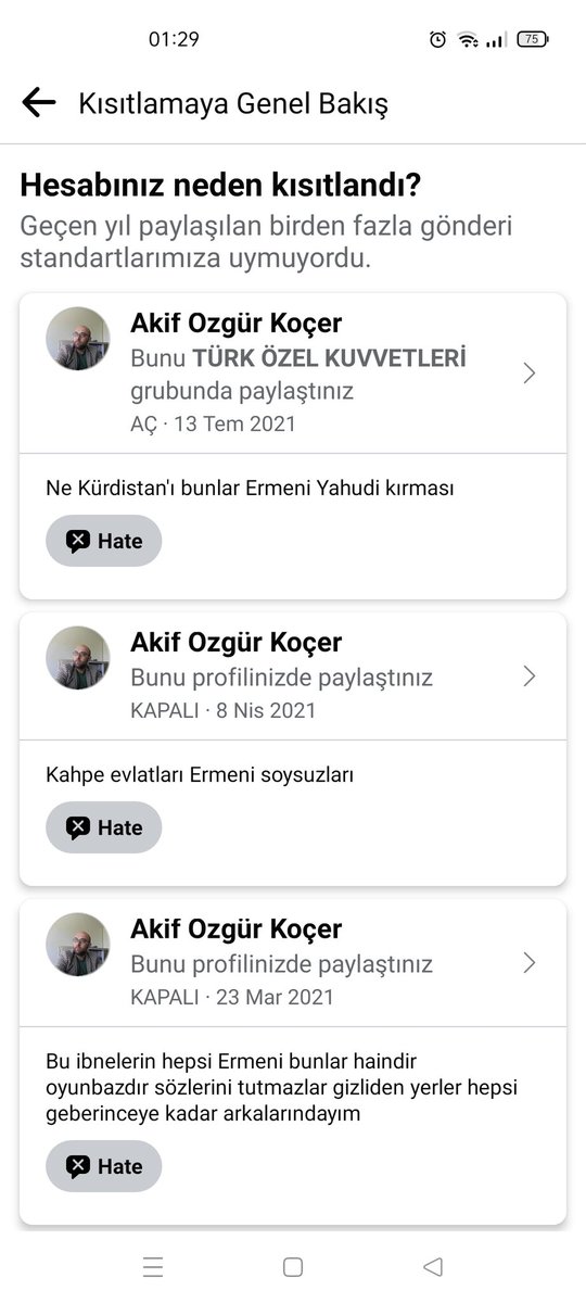 Nezaman böyle bir yorum yapsam yasaklanıyorum bu şerefsizleri Facebook bile koruyor