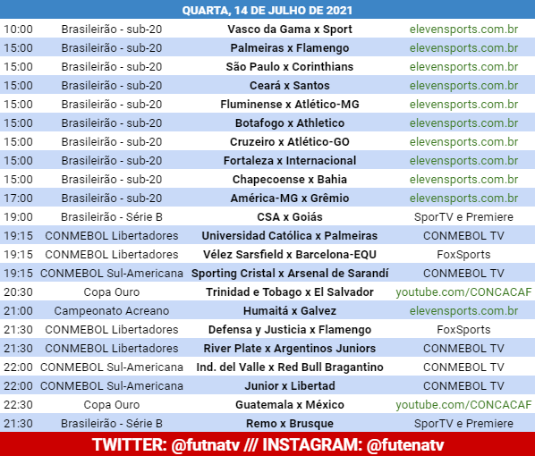 Futebol na TV on X: A programação do futebol nesta quarta.   / X