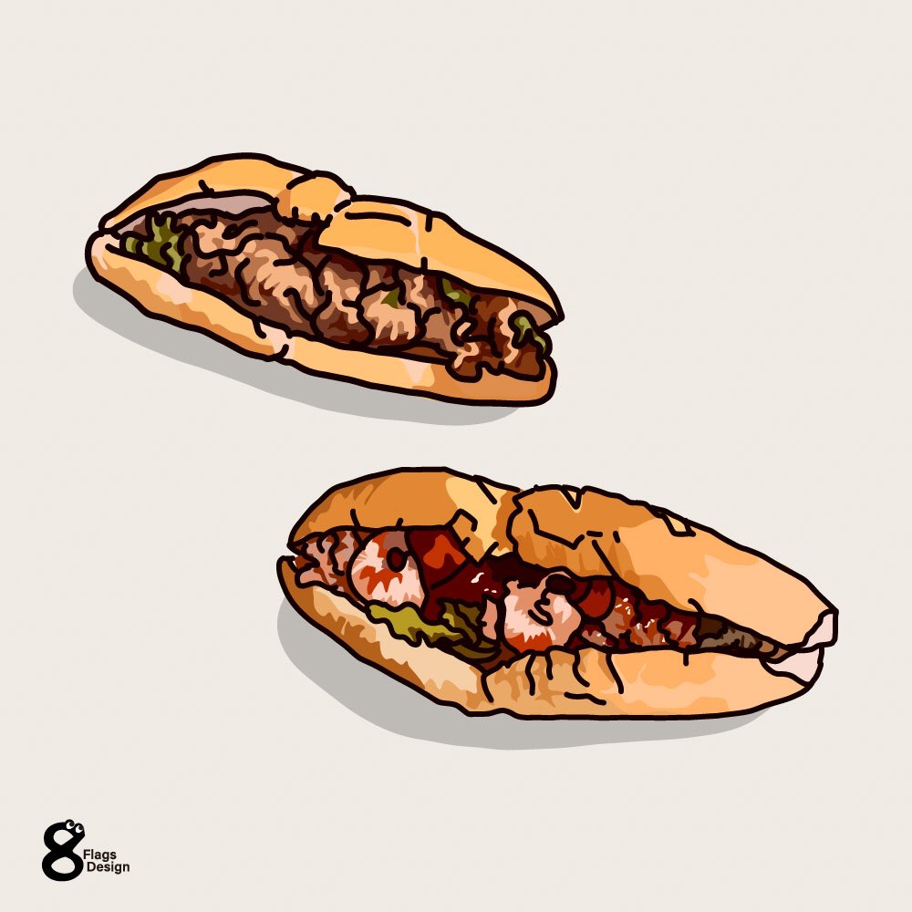 バインミー2個 無料イラスト素材です オススメはお肉の方 パパイヤのサラダがシ ベクターシェルフのイラスト