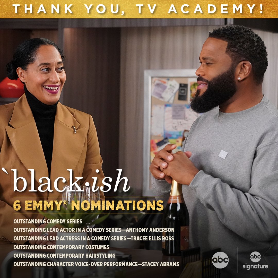 Thank you @televisionacad for recognizing @blackishabc with 6⃣ nominations! #Emmys2021 #ABCSignature #blackish