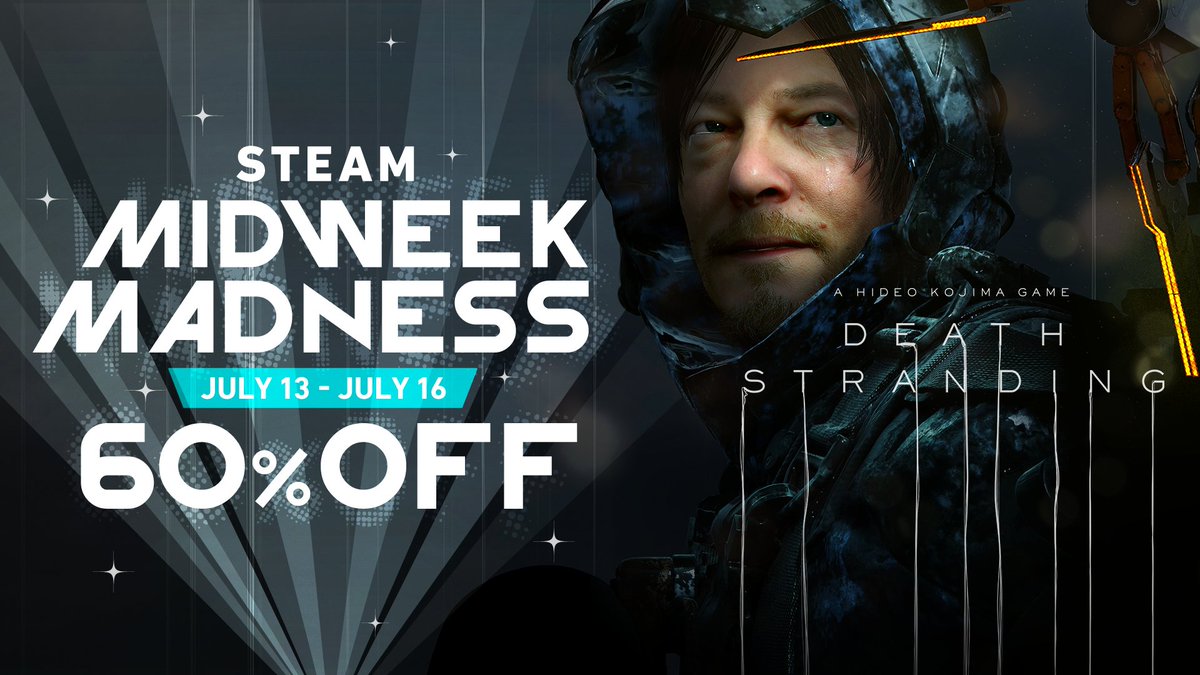 Midweek Deal Steam: Rekomendasi Game Top 2025 3 KOJIMA PRODUCTIONS (Eng) on X: "The STEAM Midweek Madness Sale is on for a limited time only! From now until July 16th, save -60% on #DeathStrandingPC over on the Steam store. 🔗