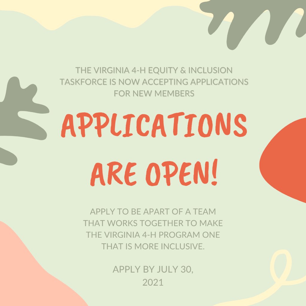 va4hequity's tweet photo. We are so excited to announce that the Taskforce is officially taking applications! Our team has been working hard preparing to get ready for a new and fresh group of people. Apply today to be apart of a team dedicated to the Equity and Inclusion that happens here in our program. https://t.co/3JHCPz7kea