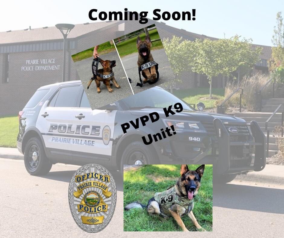 PVPoliceDept's tweet photo. The Prairie Village Police Department will be adding a K-9 Unit to our agency in 2022!  We would love to have community assistance with suggesting a name for our canine, as he will be an integral part of the community!  We look forward to seeing everyone's suggestions! https://t.co/bDv20rnCIb