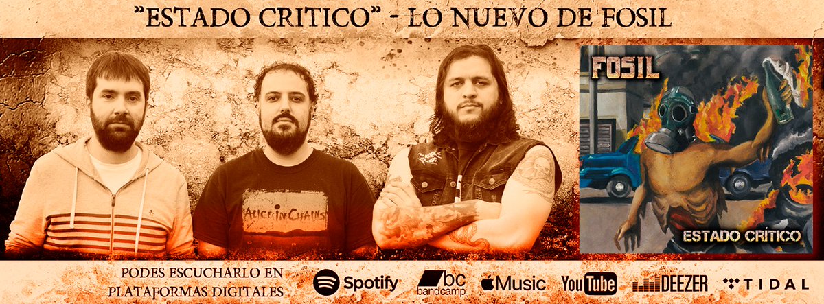 🔥YA PODÉS ESCUCHAR "ESTADO CRÍTICO"🔥
▶ Spotify: open.spotify.com/album/1QfyxBFR…
▶ Youtube: youtu.be/ShbTmsWNJ68
▶ Bandcamp: fosil.bandcamp.com/album/estado-c…
▶ Otras plataformas: bit.ly/EstadoCritico
#ROCK #NEWALBUM #NUEVOALBUM