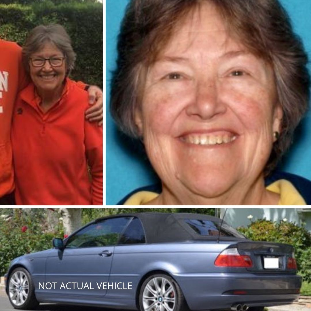 LGMSPolice's tweet image. MISSING PERSON @ RISK: We are requesting help locating missing person, Carol Pickard, 67. She is driving a 2001 metallic blue BMW 325 convertible CA Lic. Plate MZPICK, last wearing an orange jacket, black pants and an orange and black striped scarf. If seen contact 911 @TownLG