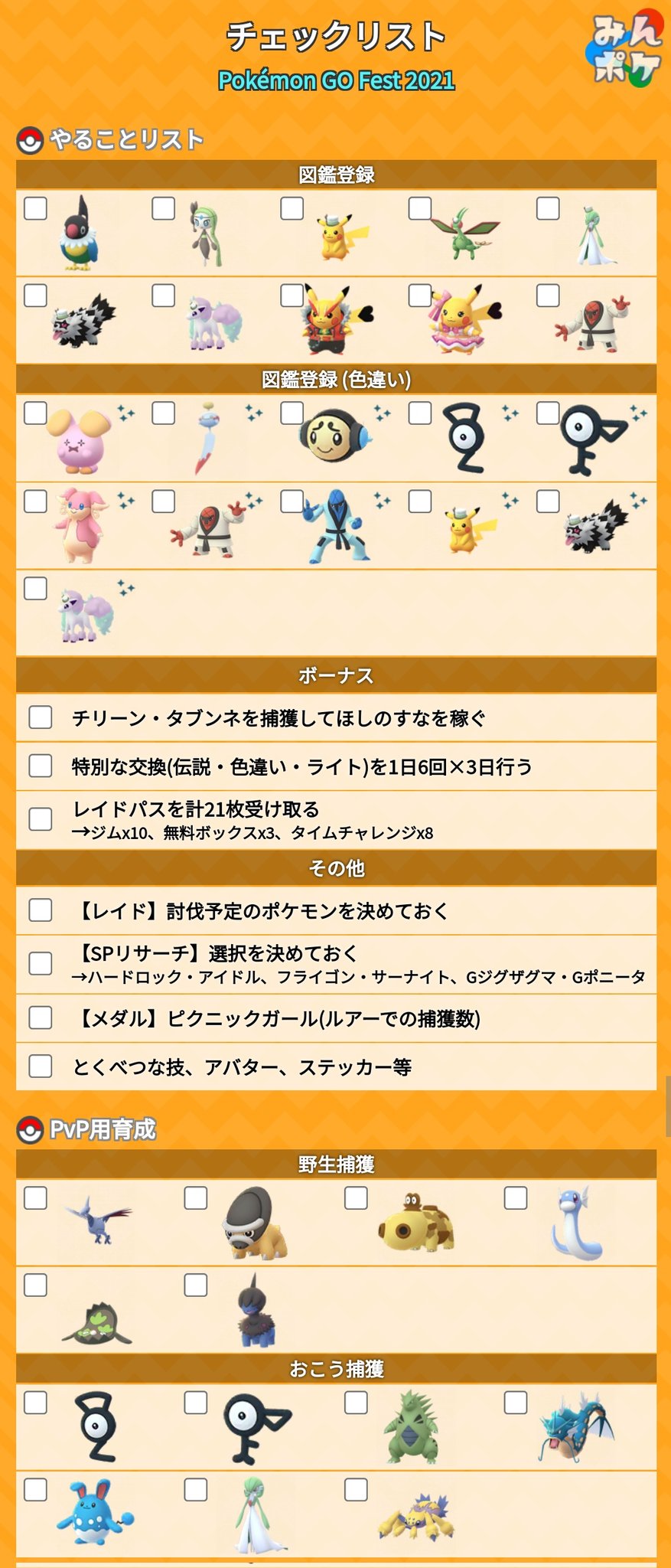 ポケモンgo攻略 みんポケ Go Fest 21 Go Festでのやることリストをまとめました 当日はやることが多いので 事前に確認しておきましょう T Co Hwefx7k2a0 ポケモンgo T Co Ibq3df0vho Twitter