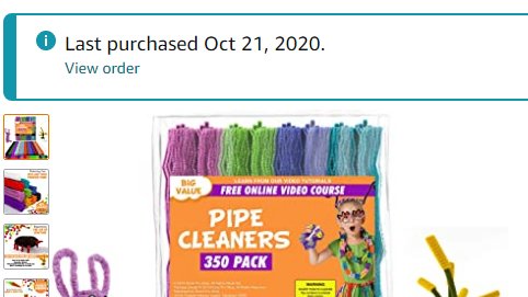HyperZenGirl's tweet image. Working on the #VeeFriend #LogicalLion.
Realized I need pipecleaners for the whiskers.
Don&apos;t remember if I have multicolored ones.
Go to Amazon to order.
Find the ones I want and ...oh.
