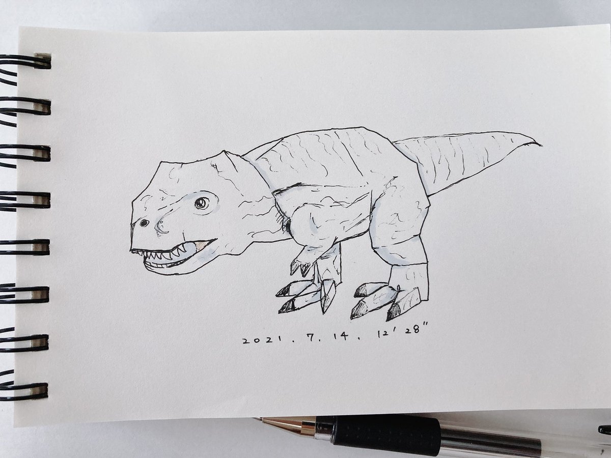 Caori N わー 忘れてた おはよう絵筋トレ部 本日のお題は越前和紙の局紙 きょくし つぼねがみ を使ったペーパークラフト 頭が大きくなった 一発描き 下描きなし 絵筋トレ部 ビーラボ イラスト アナログイラスト ドローイング ペン画 一日一