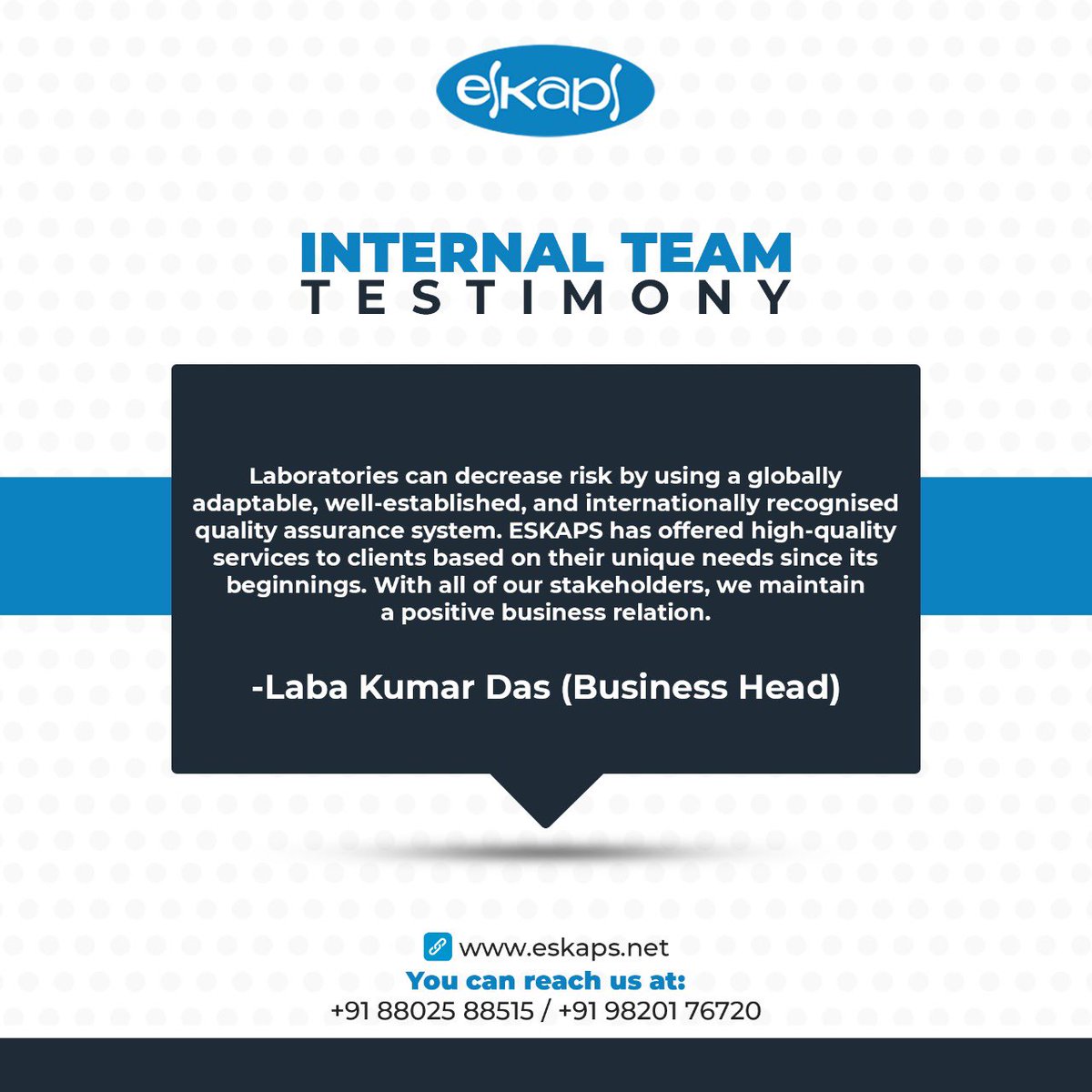 eskapsindia's tweet photo. A testimony always helps consumers know a brand better and what better evidence could there be than from the internal team. 

Hear it from our Business Head himself.

#Eskaps #TestingFacility #InspectionFacility #TestingAgency #Testimonial #InternalTeam #Gratitude #ThankYou https://t.co/QFqZZSIFrL
