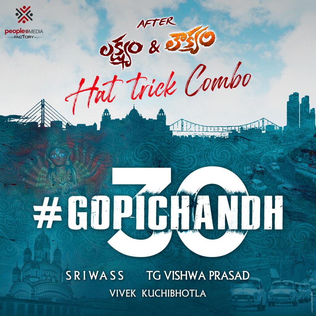 Boxoffice70mm's tweet photo. The Sensational Hattrick Combination is back!!💥 
Macho 🌟 @YoursGopichand &amp; @DirectorSriwass joined for #Gopichandh30. Produced by @vishwaprasadtg in @peoplemediafcy. ✨@vivekkuchibotla 
A complete family entertainer. ❤️ 
Story #BhupathyRaja 📜
@UrsVamsiShekar
Shoot Begins soon! https://t.co/fkCnkShI66