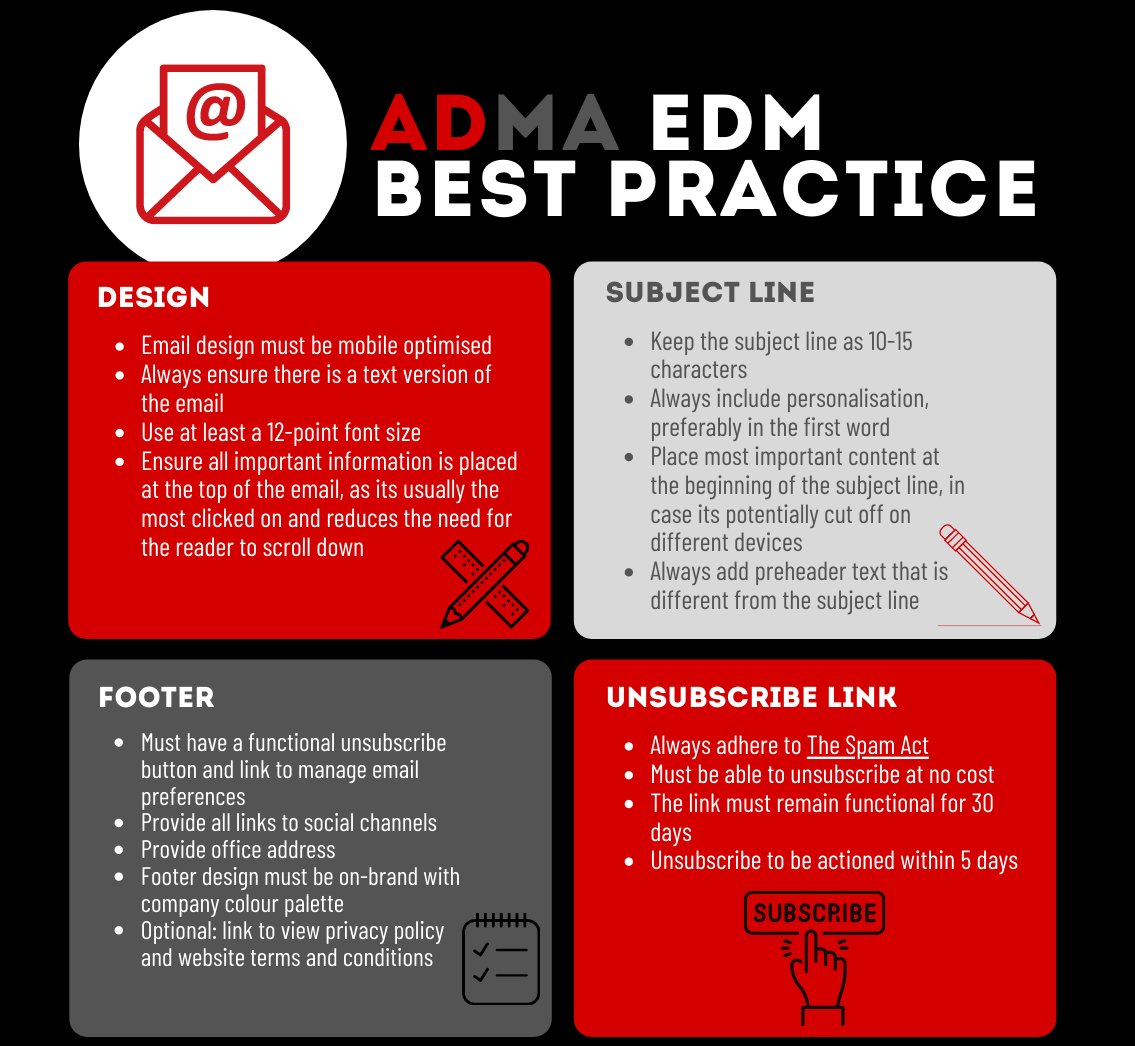 eDM remains one of the best performing digital marketing channels. So where do you start? Follow these 10 steps to ensure your eDM campaigns are built following best digital practices and download the full infographic for more information. bit.ly/3yWdLEG
#emails