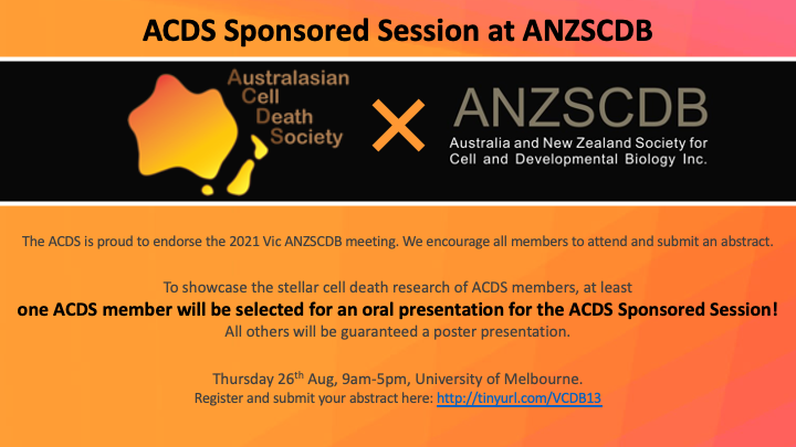 The abstract submission deadline for the 13th ANZSCDB Vic meeting <a href="/UniMelb/">University of Melbourne</a> is coming up soon!

Register &amp; submit your abstracts by Friday 30th July @ tinyurl.com/VCDB13

<a href="/WEHI_research/">WEHI (Walter and Eliza Hall Institute)</a> <a href="/LIMSLTU/">La Trobe Institute for Molecular Science</a> <a href="/Hudson_Research/">Hudson Institute of Medical Research</a>  <a href="/MonashBDI/">Monash Biomedicine Discovery Institute</a> <a href="/MonashCID/">MonashCID</a>