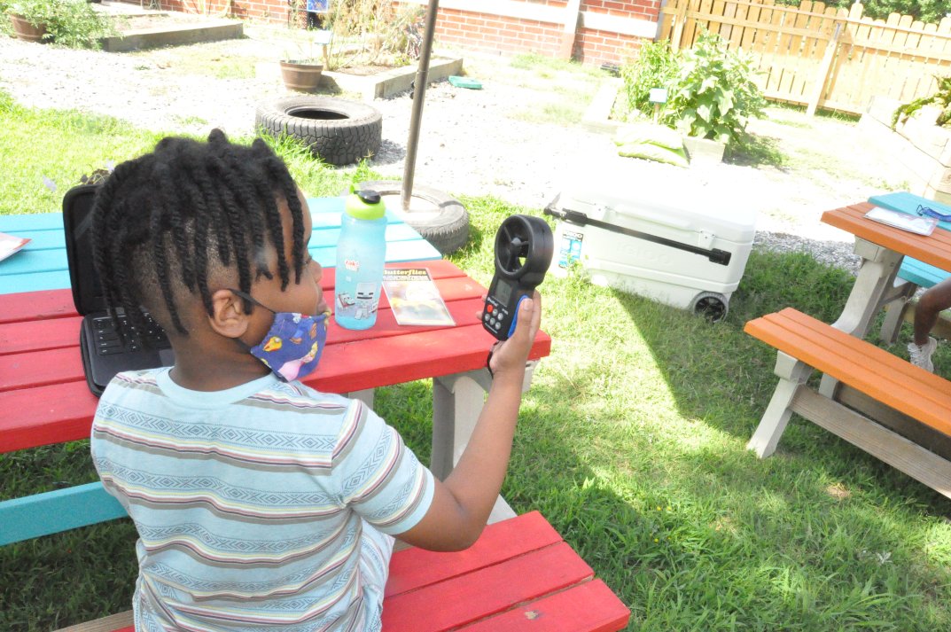 KevinRickard4's tweet image. Developing a routine with the Summer Garden Camp. First thing. Take weather measurement readings. Temperature, wind speed, precipitation. These are the new anemometers we got through @donorsChoose. They measure temp too. @WilsonTishia @vbschools @BeachSupe #vbalwayslearning