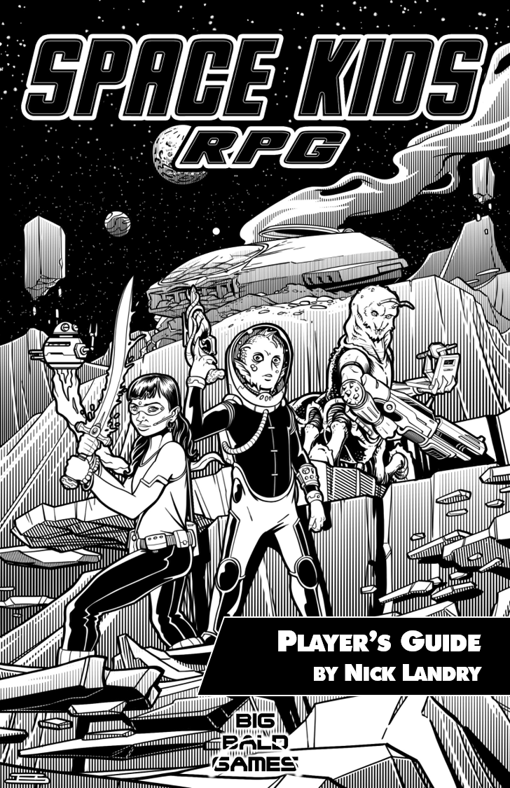 SpaceKidsRPG's tweet photo. The development of SPACE KIDS RPG has been slower than anticipated due to the pandemic, but backers have had playable content for 14 months now. One recent reveal was the new cover art for the Adventure Guide, showing the same scene as the Player's Guide from a new angle. #ttrpg https://t.co/1FesDRI0Pc