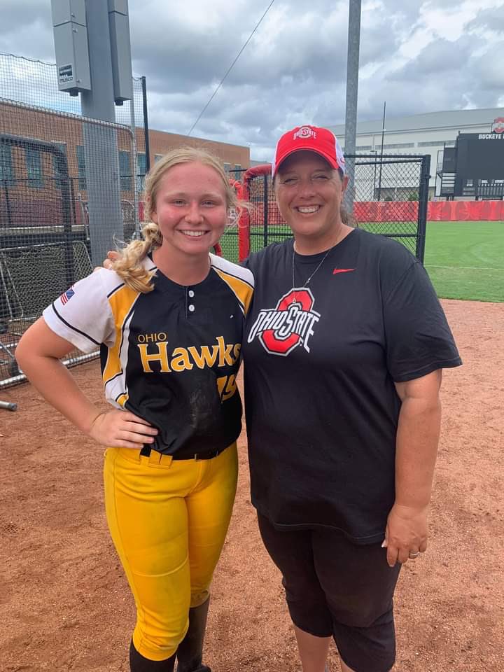 Ohio Hawks 16U Ankrom player @megspencer_2023 at the Scarlet &amp; Grey Elite Buckeye Camp