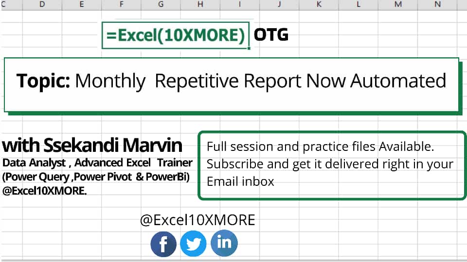 Smartopicsbrand's tweet image. Folks ,this is our #July #Excel10XMOREOTG session topic..You will simply get started with the idea of automating not only monthly reports but Daily and Weekly ones too saving you lots of time for other things you love..
#Excel10XMORE🎉🤩