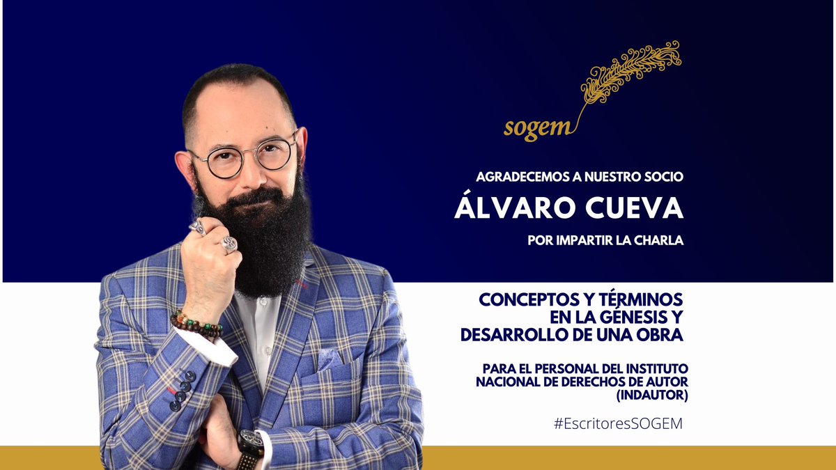 SOGEM_Oficial's tweet photo. Agradecemos a Álvaro Cueva (@AlvaroCueva) por impartir la charla "Conceptos y Términos en la Génesis y Desarrollo de una Obra" para el personal del Instituto Nacional del Derecho de Autor (@IndautorMexico) #EscritoresSOGEM ✒️ https://t.co/c5J2zZRfm4