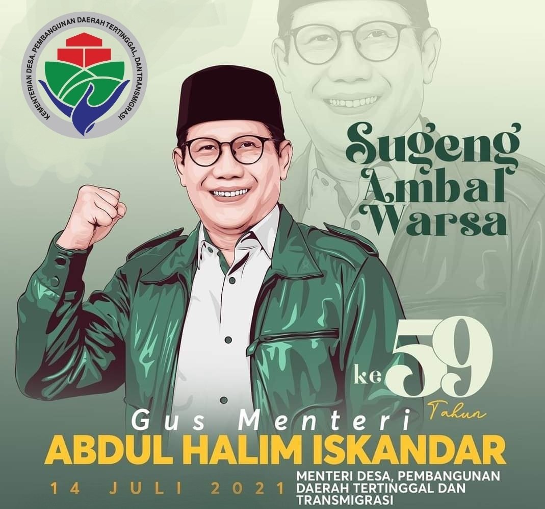 Sugeng Ambal Warsa GusMenteri Desa <a href="/halimiskandarnu/">ABDUL HALIM ISKANDAR</a>, smg Allah SWT paringi berkah umur panjang, karaharjan&amp; kaselamatan fiddarain.
*#GusHalim59Tahun*
<a href="/jokowi/">Joko Widodo</a> 
@Kemendespdtt
<a href="/malik_haramain/">malikharamain</a>
<a href="/imansyukri/">Iman Sukri</a>
<a href="/taufikmadjid71/">IG : taufik.madjid</a>
@yusradaridesa 
<a href="/azzameldzikrie/">#SantriIndonesia</a> 
<a href="/tppkemendes/">TPP KEMENDES</a>
<a href="/Brigade01Arwan1/">Muh Arwani</a>