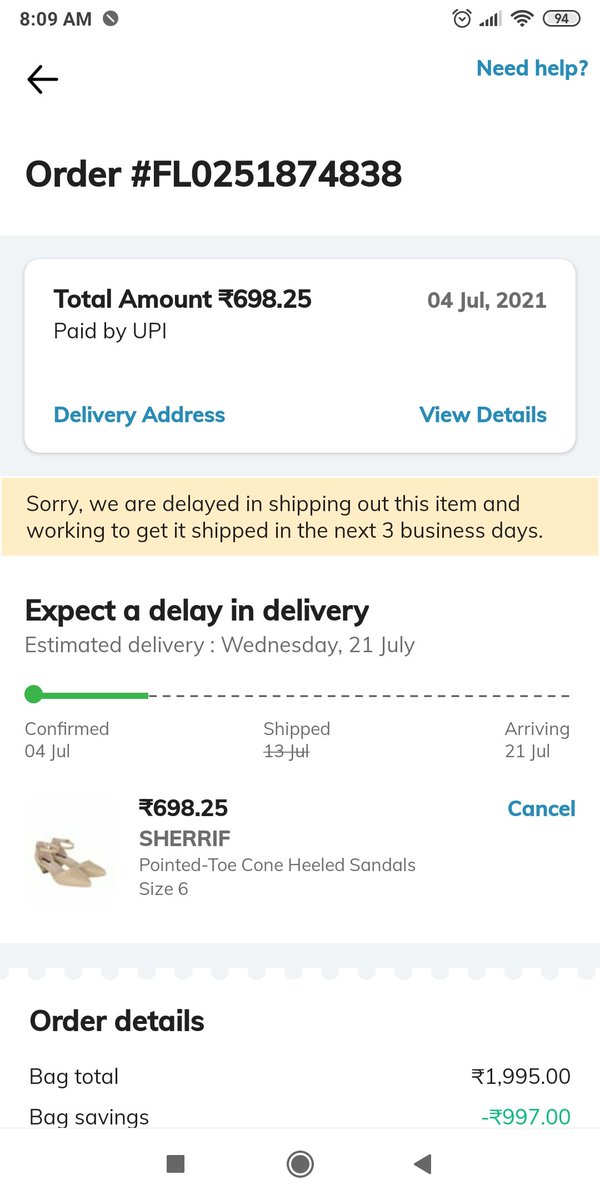 Kvna161's tweet photo. @AJIOLife  On 12th I had sent a mail regarding this and it's been 4days , No response.
 Ajio needs to learn about customer service from MYNTRA, FLIPKART AMAZON .First &amp; last shopping from Ajio. Same product was available at flipkart &amp; MYNTRA delivered in 5 days. Ajio need 18 days https://t.co/D2wimyR4D5