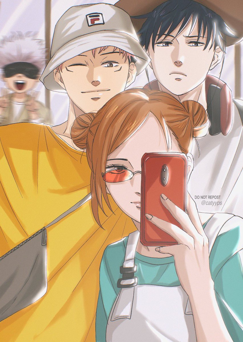 catyyps's tweet photo. Selfie! 
#JujutsuKaisen #jjk #jjkfanart #Itadoriyuuji #megumifushiguro #nobarakugisaki #satorugojo https://t.co/FR0jRYH5yv