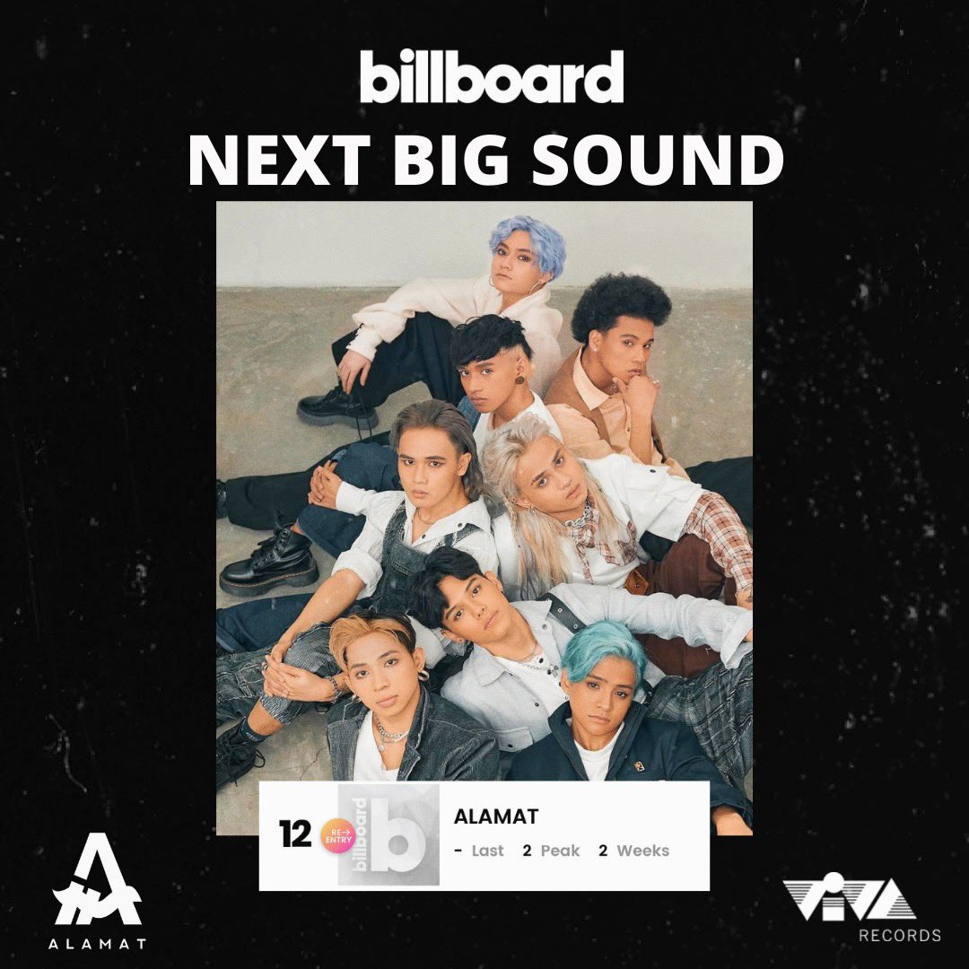 Congratulations, <a href="/Official_ALAMAT/">ALAMAT ᜀᜎᜋᜆ᜔ 🇵🇭</a> ! Our Rising PPOP boy group just re-entered Billboard's #NextBigSound chart at #12!
The group is set to release their comeback single tomorrow (July 15, 6PM) entitled “kasmala”.

#ALAMAT