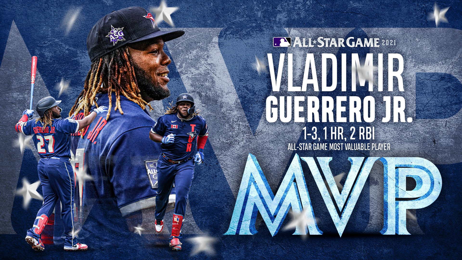 Poeskie's Sports News Alert on X: Congratulations to Toronto Blue Jays 1B Vladimir  Guerrero Jr on winning the 2021 All-Star Game MVP. Guerrero Jr, 22, had 1  hr & 2 RBI's. He's