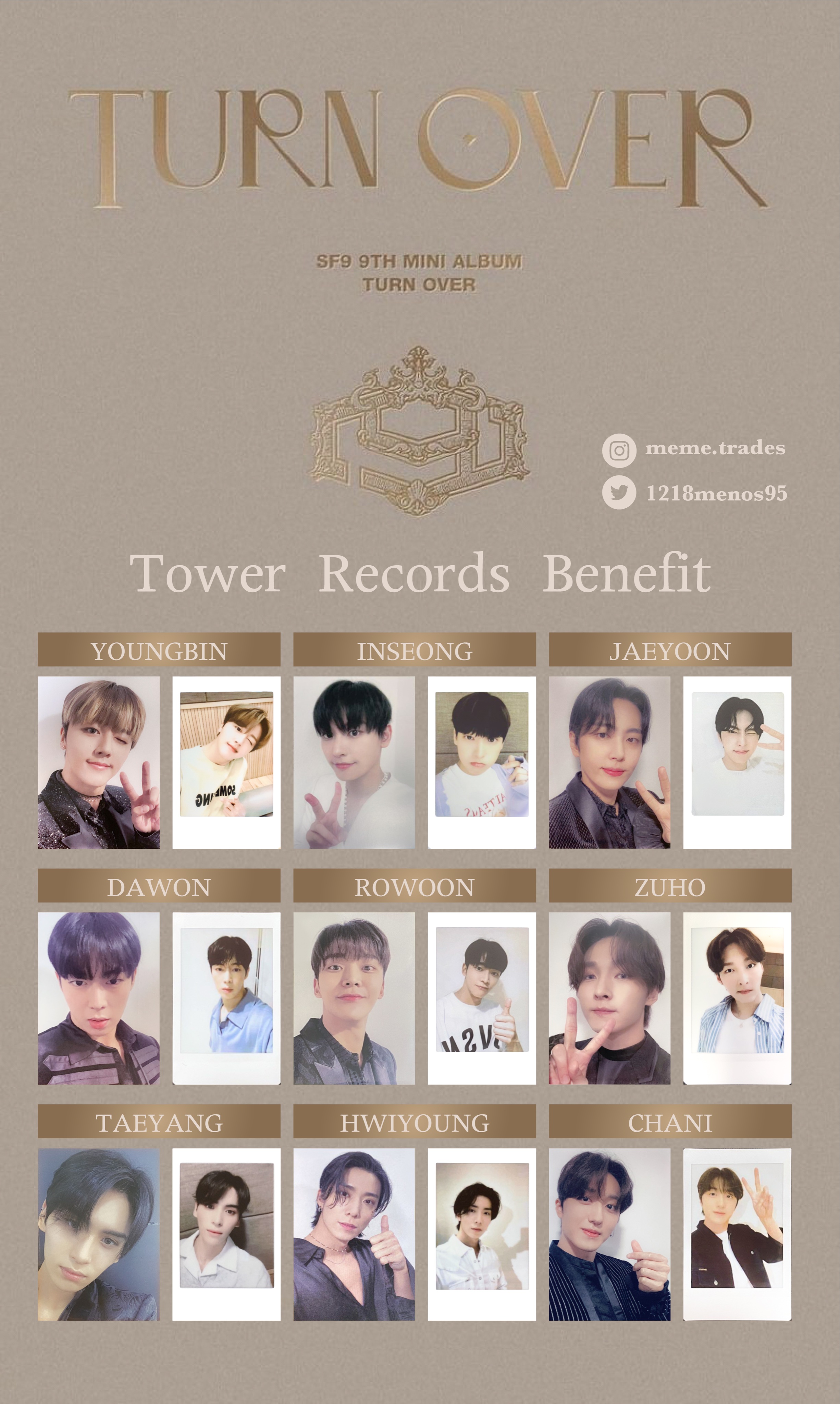SF9 TURN OVER トレカ カード 8/3(火)18：00更新※【SF9】韓国9枚目のミニアルバム『Turn Over