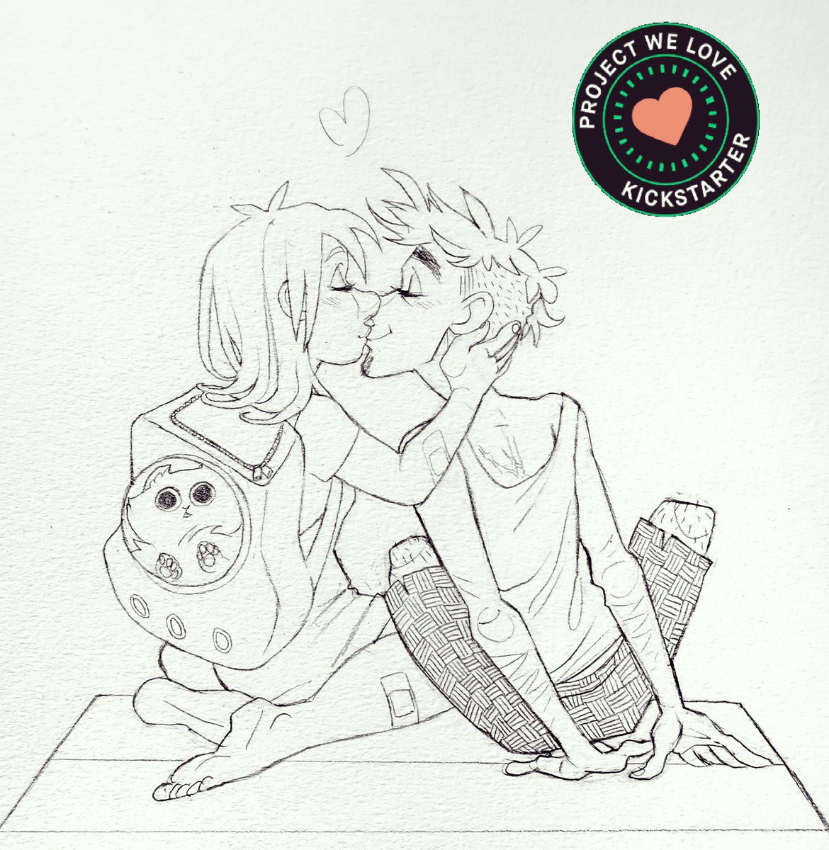 superchi_art's tweet photo. Hooray, I reached my 1st #kickstarter stretch goal! Will design 2 new 4x6” prints; backers who have pledged $20 or more get to choose one of the 2 as a complimentary addition to their reward. Here is the 1st print design (will add colours): #art #drawing #traditionalart #kiss https://t.co/bRkLcIMVy7