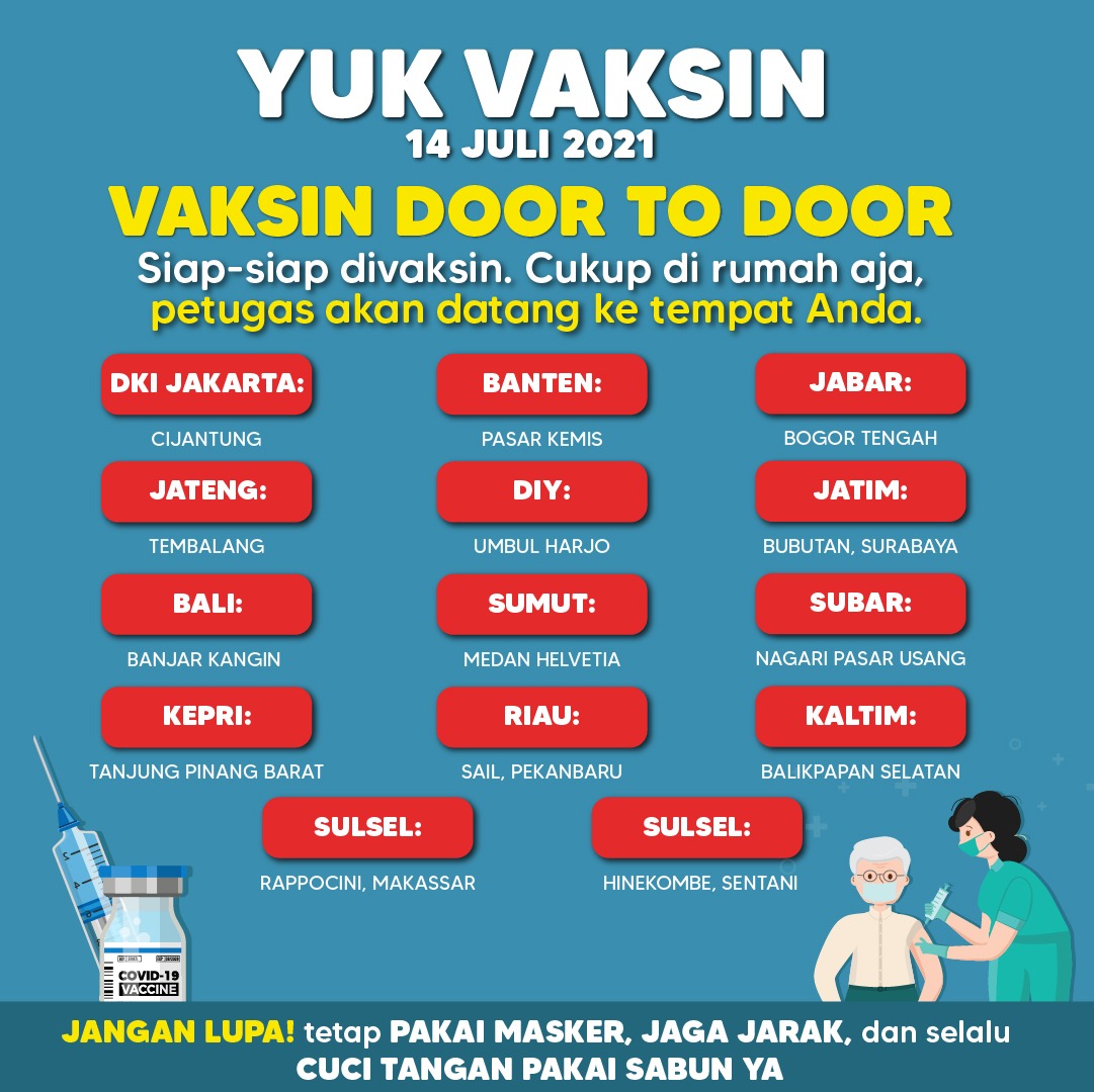 Alhamdulillah pemerintah gerak cepat atasi pandemi covid. Sekarang ada program vaksin door to door. Bismillah Indonesia segera pulih.
#BeraniPeduli