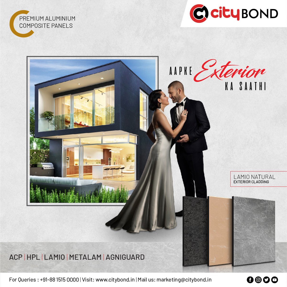CityBondacp's tweet photo. Aapke Exterior ka saathi with #Lamio series- an economical, lightweight stone finishes for your beautiful home and commercial buildings.
Also available in stone, metallic finishes and solid colors. All-weather proof, warranty, support and value for money.
Choose CityBOND https://t.co/xL6UoF8AOl