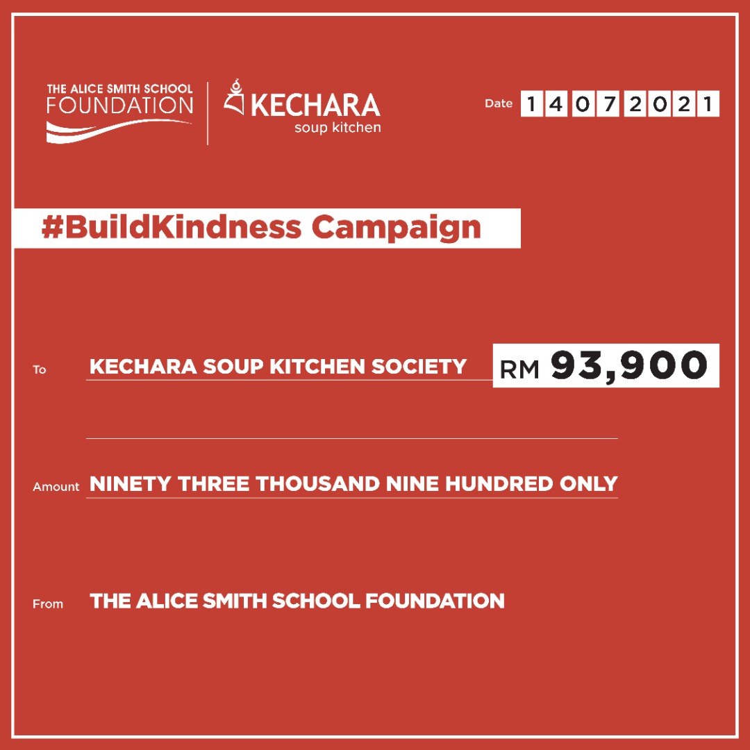 Alice Smith School Foundation generously donated RM169,134.30 to us.

This means we will be able to provide #foodaid to 25 poor families for 17 months!

#buildkindness #kitajagakita #kecharafoodbank <a href="/AliceSmithSch/">Alice Smith School</a>