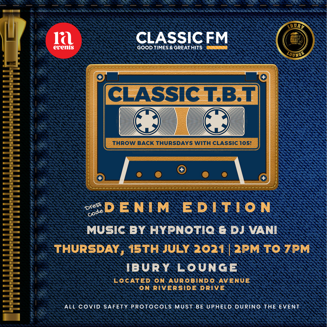 Tomorrow we throw it back to the good old days with nostalgic great hits at Ibury Lounge in Lavington from 2pm; The Classic TBT Denim Edition. DJ Hypnotiq and DJ Vani will be on the decks! Bring a friend(s)! #Classic105TBT #ClassicAtIbury
