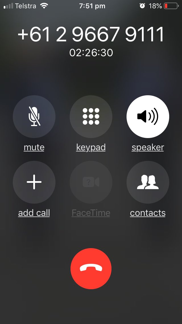 EatLocalEatWild's tweet photo. Excuse me ⁦@Qantas⁩ but 2hr 20mins to be on hold is not acceptable... borders may shut but fix your customer service!  #answerthebloodyphone ⁦@abcnews⁩ ⁦@ABCRural⁩ https://t.co/CyyZB1RQdB