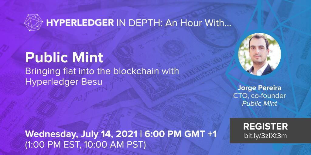 🚨Last call: Hyperledger <> Public Mint Webinar🚨

It's TODAY! Join us at the FREE <a href="/Hyperledger/">Hyperledger Foundation</a> webinar with our CTO Jorge Pereira | IN DEPTH: An Hour with #PublicMint !

🗓WHEN: Today, Wednesday, July 14, 6pm UK | 1pm EST | 10am PST

Register now!👇

bit.ly/361rkpS