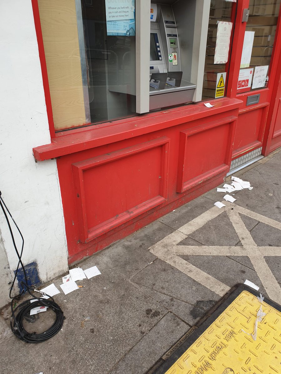 Hey <a href="/BankofIrelandUK/">Bank of Ireland UK</a> Your ATM on Higham Hill Road, E17 spews out receipts whether people want them or not. There is no way to report this and they are spreading throughout the neighborhood every day. Sort it! #litter #Sustainability