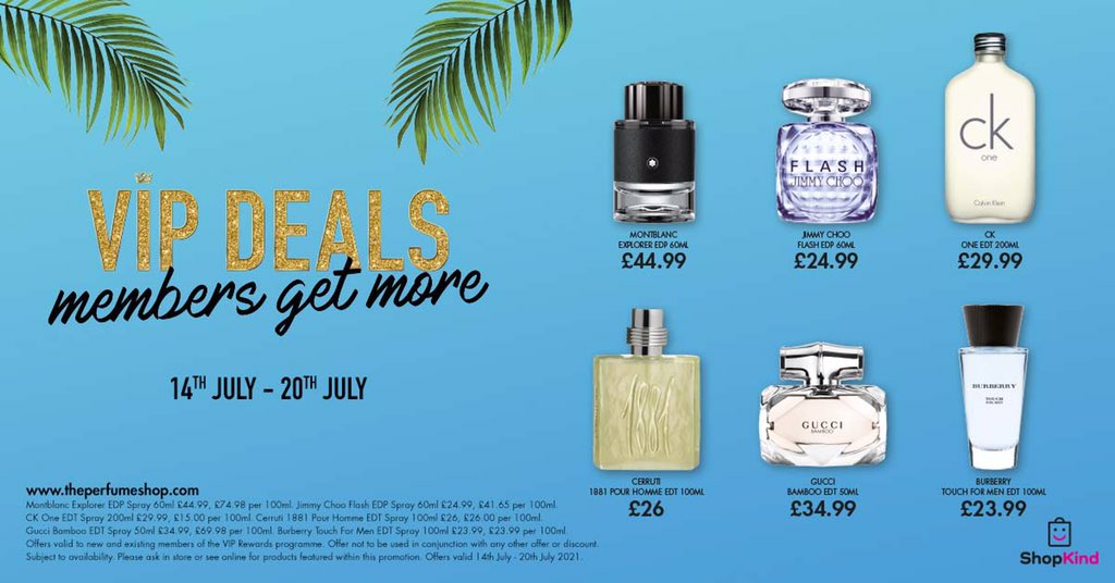 Our new deals of the week start today💰 Don’t worry if you’re not a VIP member we’ll start you one in store 🛍🎉 offer ends 20th July. #MYSCENT21 #theperfumeshop #tpssc <a href="/ThePerfumeShop/">theperfumeshop</a>
