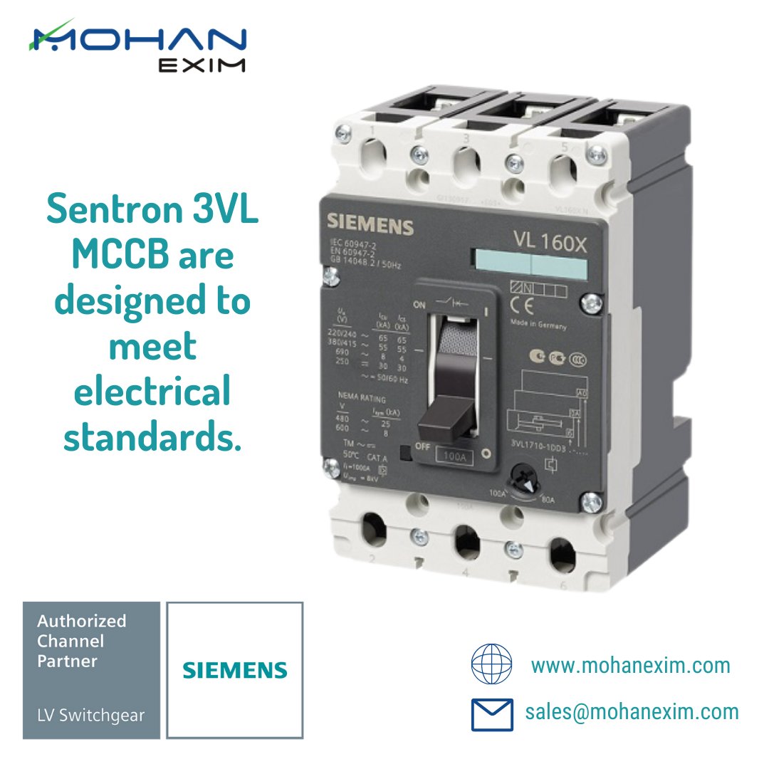 Siemens 3VL MCCB is a protection device for motors, transformers and capacitors. Install MCCB today and stay safe. 
.
.

#mohanexim #mccb #siemens #electrical #industrial #B2C #commercial