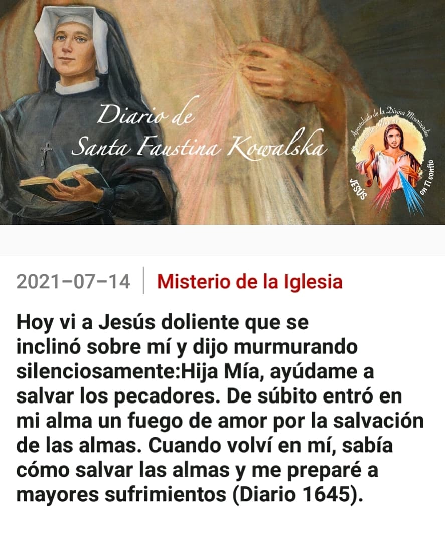 AlbaDivinaMercy's tweet photo. De súbito entró en mi alma un fuego de amor por la salvación de las almas.
#DivinaMisericordia #JesúsEnTiConfío #Amor #Iglesia #SalvarAlmas https://t.co/mJMRTdMRYv