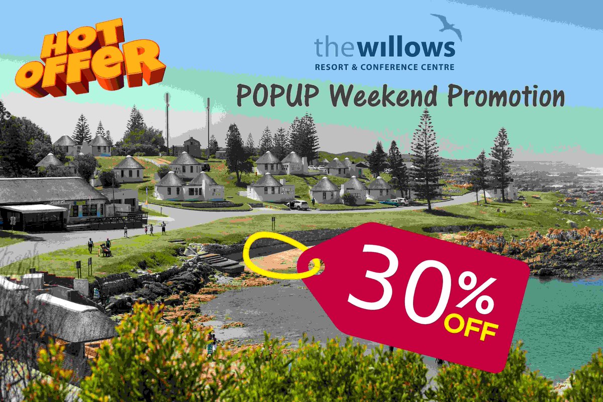 thewillowspe's tweet photo. POP UP PROMOTION!!!
Book before 17:00 on Thursday 15 July and get 30% discount for this weekend (16-18 July)
T’s &amp; C’s apply, minimum 2 night stay, only applicable to new bookings
Call 041 396 2000 or email reservations@madibabay.co.za https://t.co/SiLvBHPnnP