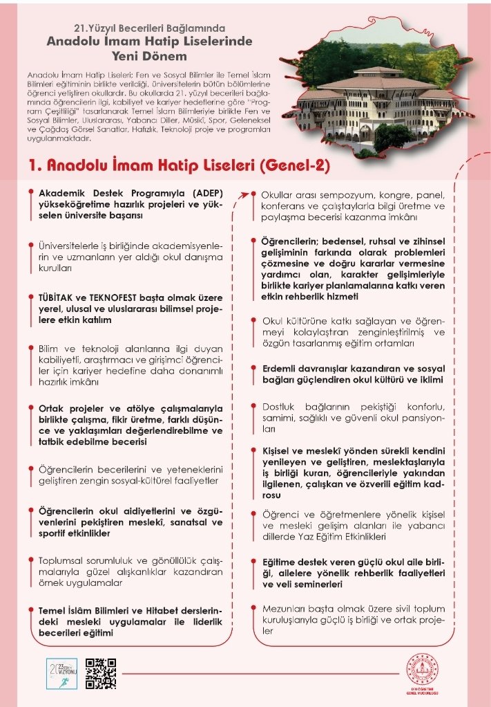yilmaznazif's tweet photo. Sevgili Gençler!
Okul tercihlerinizin son günlerinde nasıl bir eğitim içeriği ve kariyer hedefi planladığınızı da dikkate alarak Anadolu imam hatip liselerinin misyon ve vizyonunu yeniden incelemek isterseniz infografikleri inceleyiniz. Ayrıntı tıklayınız: https://t.co/QciUKRYfS7 https://t.co/QdGzZD24nF